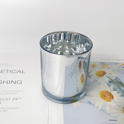 10OZ 15OZ Sliver Glass Candle Vessels Electroplating Glass Jars Luxury Jar for Home Party and Wedding Use