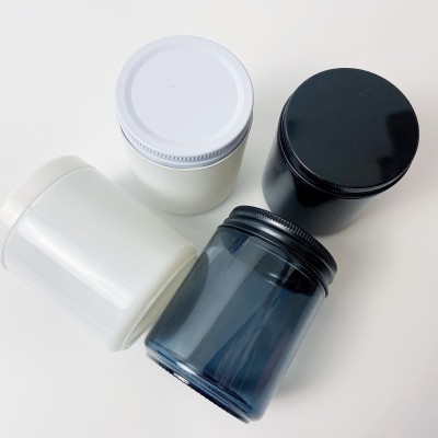 8OZ Candle Glass Jar With Metal Lids Plastic Lids Matte Black Gray Glossy Black White Candle Holder