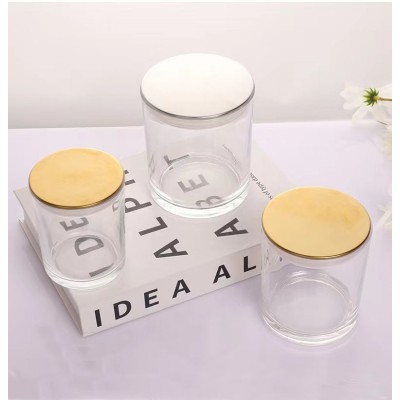 7OZ 10OZ 15OZ Clear Glass Candle Jars High Quality Glass Candle Holder for Industrial Using With Thin Metal Lids