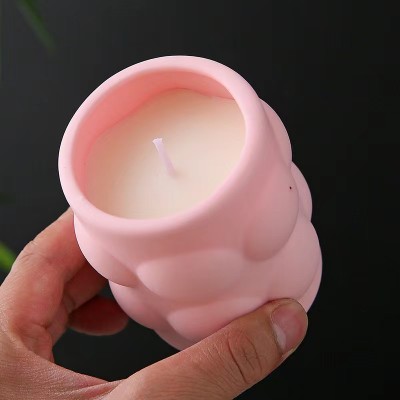 Empty 6OZ Cute Ceramic Candle Jar with Bubble for Candle Making Unique Creative Design Matte Candles Vessel Container