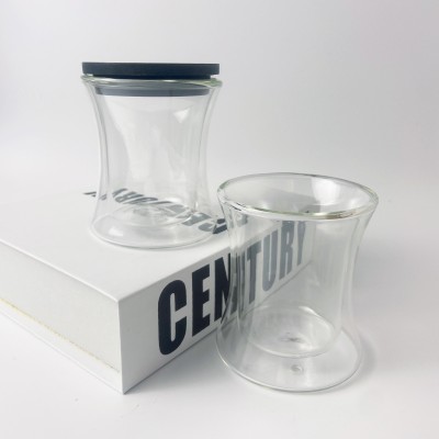 200ML Clear Double Wall Waist Design Empty Glass Candle Container Glass Jar for Candle Making