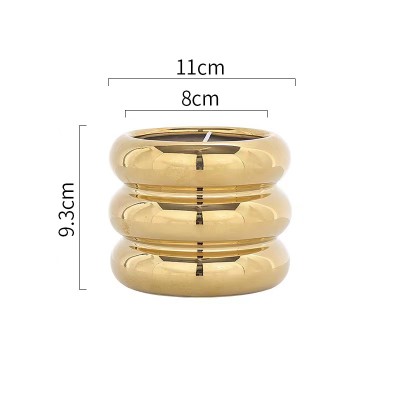 8OZ Luxury Candle Jars Ceramic Cylinder Iridescent Doughnut Shape Ceramic Candle Holders Lanterns Candle Jars