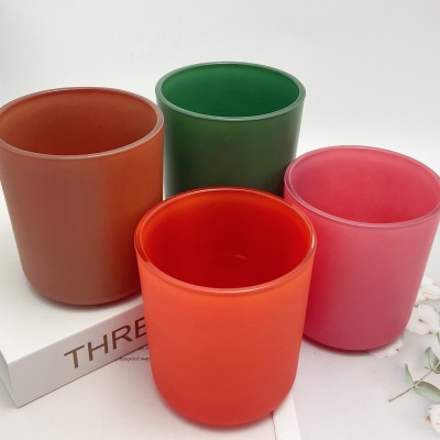 8oz 10OZ 12OZ 16OZ Wholesale Unique Round Bottom Shape Matte Luxury Glass Candle Jars with Cork Lids