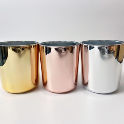 10oz 12oz 16oz Gold Sliver Rose Gold  Round Candles Jars Vessel Container Glass Candle Jar with Metal Lid