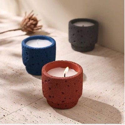 Customized Scented Candle Vessels Cement Concrete Candle Jar Concrete Jars for Candles