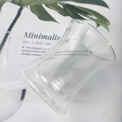 200ML Clear Double Wall Waist Design Empty Glass Candle Container Glass Jar for Candle Making