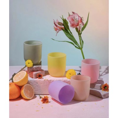 Colorful Candle Jar 8oz 10OZ 12OZ Round Bottom Candle Vessels Custom Luxury Empty Glass Candle Jars