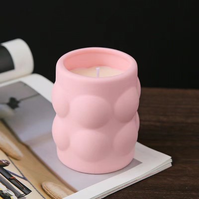 Empty 6OZ Cute Ceramic Candle Jar with Bubble for Candle Making Unique Creative Design Matte Candles Vessel Container