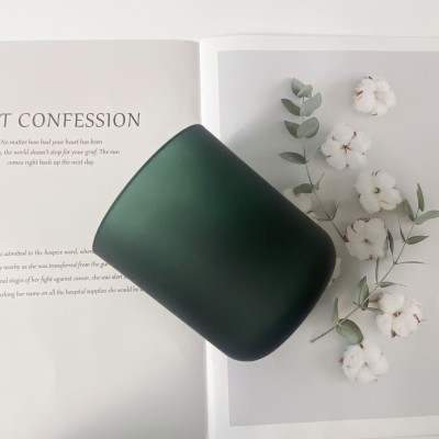 16OZ Luxury Round Bottom Glass Candle Jar Frosted Blue Green Candle Jar Colored Painting Empty Container