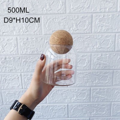Clear Borosilicate Heat Resistant Glass Jars with Wooden Cork Ball Lids for Soy Wax Candle Making for Easter Decorations