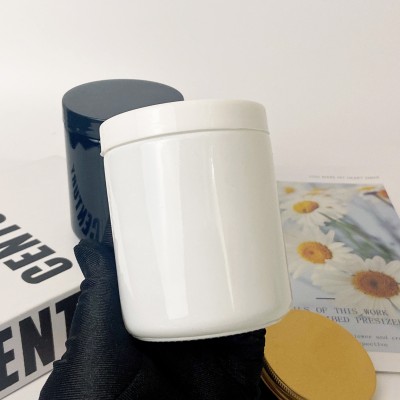 250ML 8OZ Empty Glossy Black White Scent Decorative Candle Glass Jars With Black White Lids and Boxes