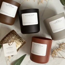Luxury 8OZ 12OZ 16OZ Fall Collection Round Glass Candle Jars with Lids Cylinder Type Clay Umber Black for Easter