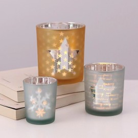 Christmas Plating Candle Vessels Luxury Glass Holder Container Candlestick Candle Holders Lanterns and Candle Jars