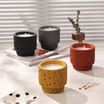 Customized Scented Candle Vessels Cement Concrete Candle Jar Concrete Jars for Candles