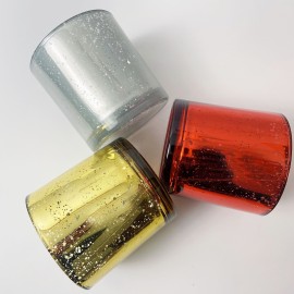 Big Size 18OZ Luxury Custom Empty Holographic Glass Iridescent Candle Jars Red Gold Sliver Luxury Style Jars