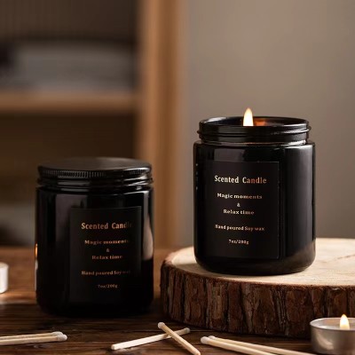 Luxury 4OZ 8OZ 16OZ Custom Matte Black Amber Clear Candle Jar With Lid Empty Glass Vessel Candle Jar With Box