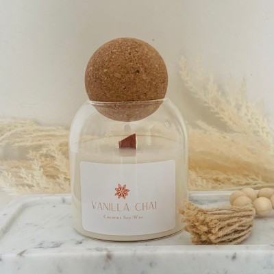 Clear Borosilicate Heat Resistant Glass Jars with Wooden Cork Ball Lids for Soy Wax Candle Making for Easter Decorations