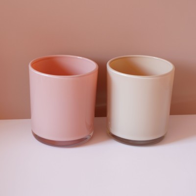 8OZ 10OZ 12OZ Glossy Blush Glass Candle Jar Luxury for Candle Maker