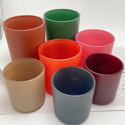 8oz 10OZ 12OZ 16OZ Aura Candle Vessels With Selectable Lid and Box Matte Luxury Glass Candle Jars