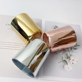 Wholesale Iridescent Glass Candle Container 12oz Gold Sliver Rose Gold Empty Glass Jars for Candle Making