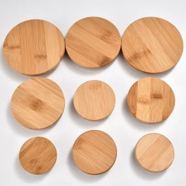 Customization Wooden Bamboo Lids Candle Glass Jars With Wood Covers Bamboo Lids for Candle Jar Storage Bottle Cup