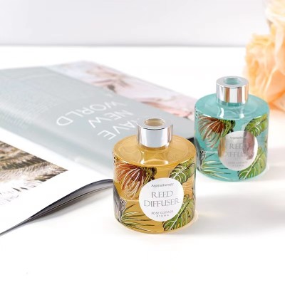 100ML 150ml 200ml Empty Luxury Round Clear White Perfume Reed Glass Diffuser Bottle with Screw Lids Wholesale
