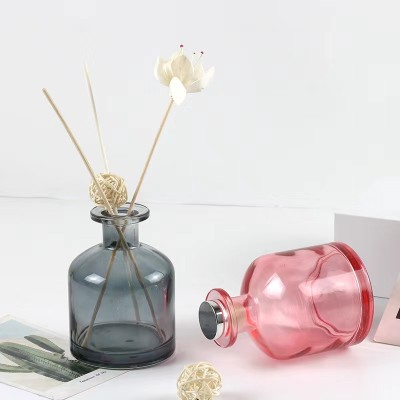 Empty Smokeless 50ML 100ML 150ML 200ML 250ML  Round Black Glass Aromatherapy Reed Diffuser Fragrance Glass Bottle with Stopper