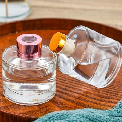 Wholesale 50ml 100 150 200 Glass Reed Diffuser Bottle With Gold Cap Luxury Empty Stick for Aroma Oil