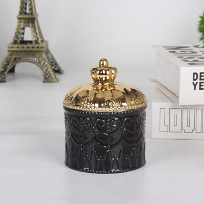 Luxury Ceramic Jar Golden Large Colorful Empty Decorative White Storage Candle with Lid
