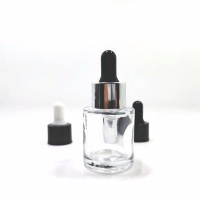 Hot Sell Luxury Transparent 15ml Empty Glass Essential Oil Screen Printing Personal Care Glass Dropper Bottle with Dropper Cap