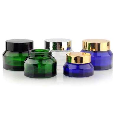 1oz 30ml Wholesale Green Container Cosmetic Packaging Storage Cream Glass Jar with Black Lid