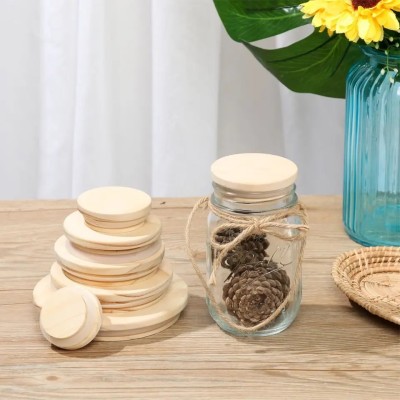 Various Sizes Reusable Wooden Wide Mouth Mason Jar Lids Kitchen Organization Bottle Sealing Caps Canning Storage Closures