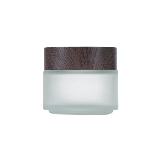 Best Selling Translucent Frosted Cosmetic Glass with Bamboo Wooden Plastic Lid 15g 30g 50g 100g Cover Inner White 1pcs