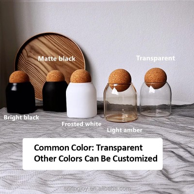 Classic Candle Vessel Jars Luxury Heat Resistant Borosilicate 500ML Glass Jar With Wooden Round Cork Ball Lids