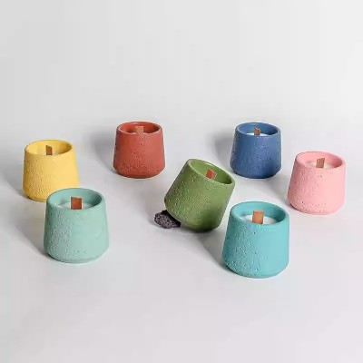 Cross-border Lengshan Series Cement Aromatherapy Candle Cup DIY Fire-free SPAR Indoor Romantic Lasting Fragrance Accompanying Ce