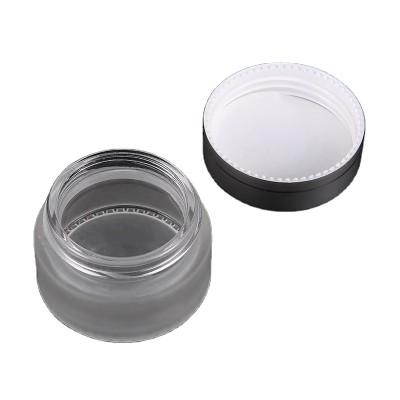 Cosmetic Packing 5g 10g 15g 30g 50g 100g Matte Black clear Amber Glass Cream Jar with Gold Black Sliver Aluminium Cap in Stock