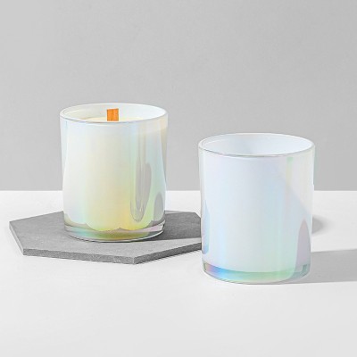 12 oz Colorful Iridescent White Gloss Candle Jar