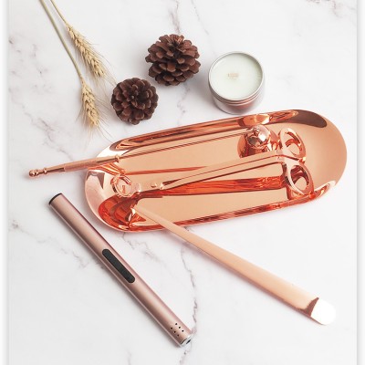 Wholesale Factory Direct 3 in 1 Candle Wick Trimmer Dipper Snuffer with Tray Accessories Scissors Set