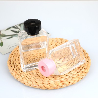 Square Flat Aroma Bottle Transparent Glass Bathroom Expanding Container European Style Simple Home Dec