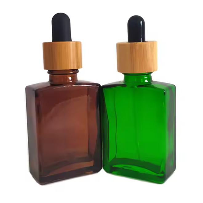 30ml 1oz Luxury Empty square Glass Essential Oil Serum Dropper Bottle for Cosmetic Package