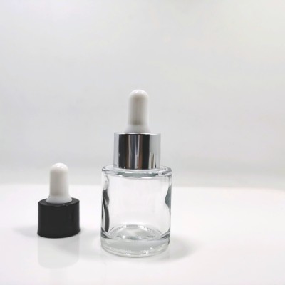 Hot Sell Luxury Transparent 15ml Empty Glass Essential Oil Screen Printing Personal Care Glass Dropper Bottle with Dropper Cap