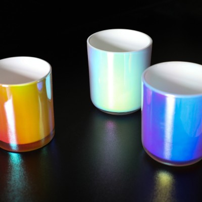 96110 Seven-color Electroplated Glass Candle Cup, Table , Plant Essential Oil Large Soybean Wax Aromatherapy