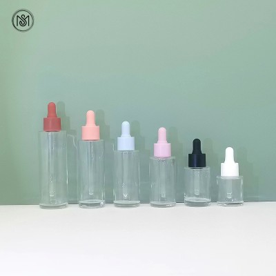 20ml 30 40 50 60 80 100 150 Round Amber Black Frosted Glass Flat Shoulder Essectial Oil Serum Dropper Bottle