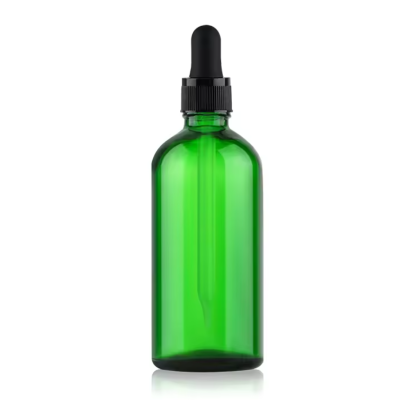 Custom Essential Oil Cosmetic Dropper Bottle 1 oz Packaging,unique Perfume Oil Dropper Bottle Green Glass with Aluminum Cap