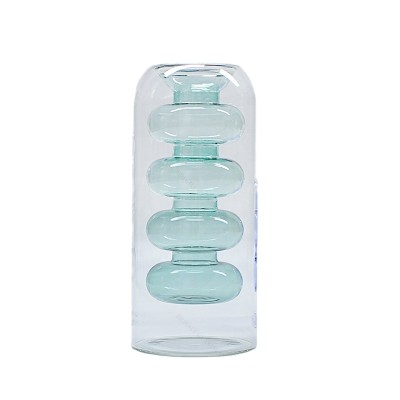 Hand Blown Double Layer Colorful Borosilicate Aromatherapy Empty Glass Fragrance Reed Diffuser Bottle 50ml 100 150