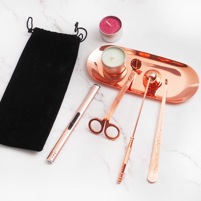 Candle Wick Candle Scissors Snuffer Wick Trimmer Dipper Candle Accessory Set Tools with Electric Lighter