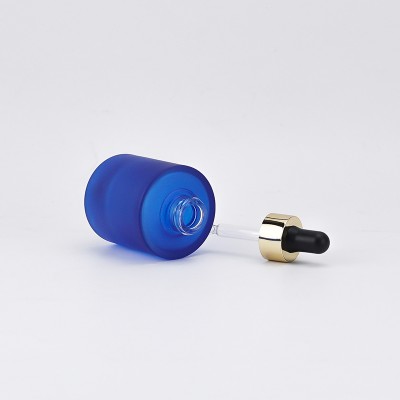 Whole Sale 20ml 30 50 100 Custom Color Blue Matte Glass Dropper Thick Bottom Bottles