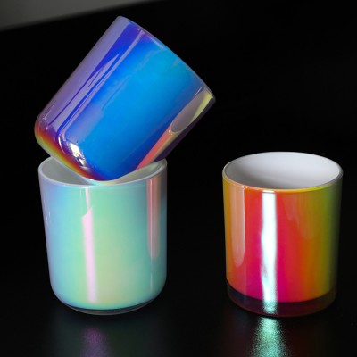 96110 Seven-color Electroplated Glass Candle Cup, Table , Plant Essential Oil Large Soybean Wax Aromatherapy