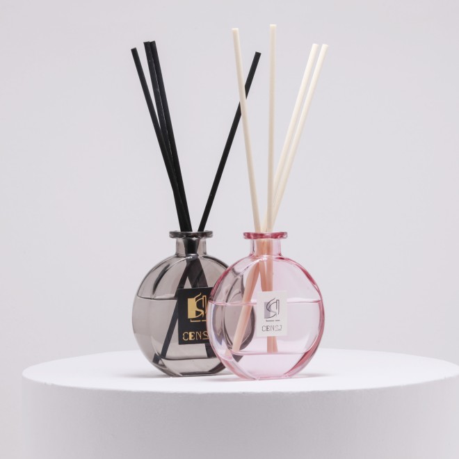 New Arrival Latest Design Round Fragrance Glass Aroma Unique Luxury Reed Diffuser Amber
