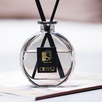 New Arrival Latest Design Round Fragrance Glass Aroma Unique Luxury Reed Diffuser Amber